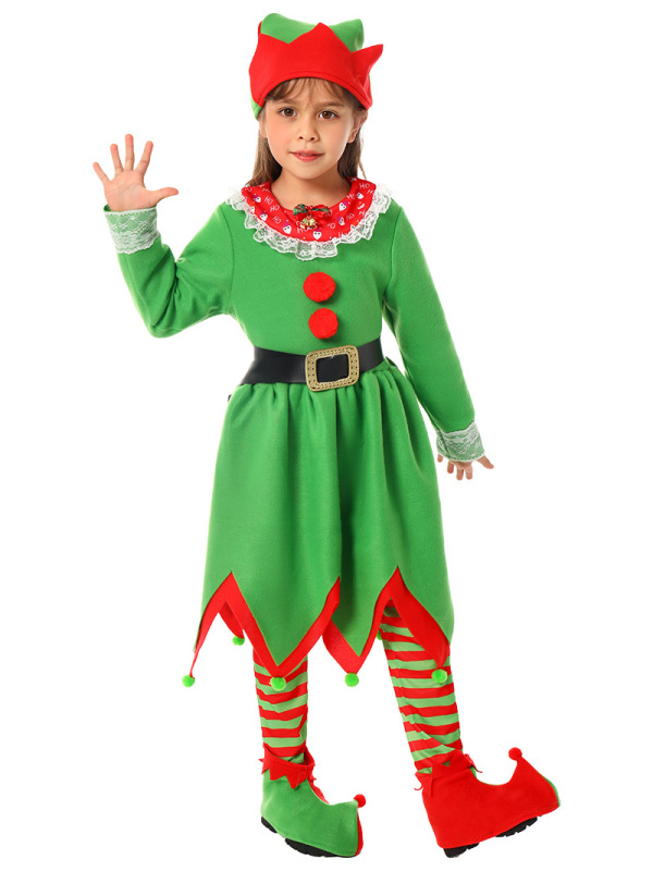 2025 新しいクリスマスコスプレ衣装子供のパフォーマンス衣装クリスマスエルフコスプレパフォーマンス衣装|undefined