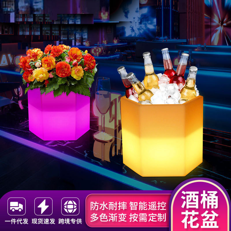 Creative glowing hexagonal ice bucket