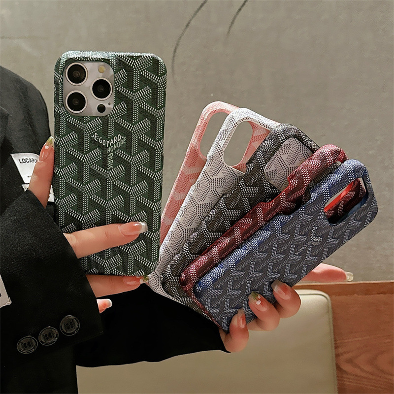Trendy Leather Dog-Tooth Pattern Suitable for iPhone 17 Pro Max Apple Phone Case 16 Shockproof 14 Half-Cover 13 Hard 15