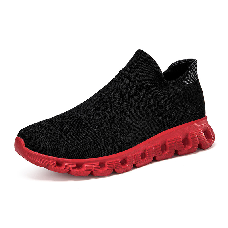 Primavera nuevos zapatos de calcetines de tejido volador para hombres y mujeres, zapatos deportivos de mujer elásticos ligeros y suaves, zapatos de pareja grandes para hombres