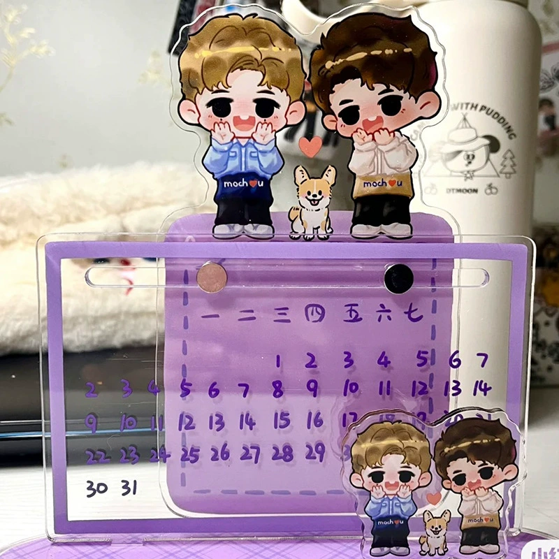 Индивидуальный акриловый календарь, настольный календарь с героями мультфильмов, съемная доска для сообщений, круглая вращающаяся подставка, индивидуальное производство по чертежам