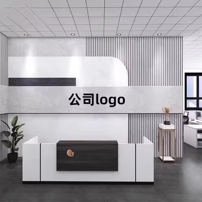 8d公司前台背景墙壁纸仿大理石纹logo形象墙纸美容院吧台壁画墙布|undefined