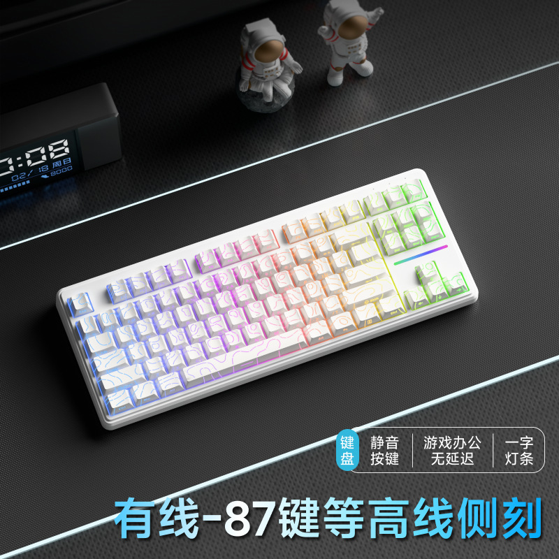 前行者V80无线键盘蓝牙机械手感鼠标套装电脑RGB办公游戏专用87键|undefined