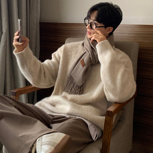 Japanese Style Lazy Casual Sweater Men's High Style Simple Autumn and Winter Korean Style British Yuppie Men's Light Mature Style Sweater