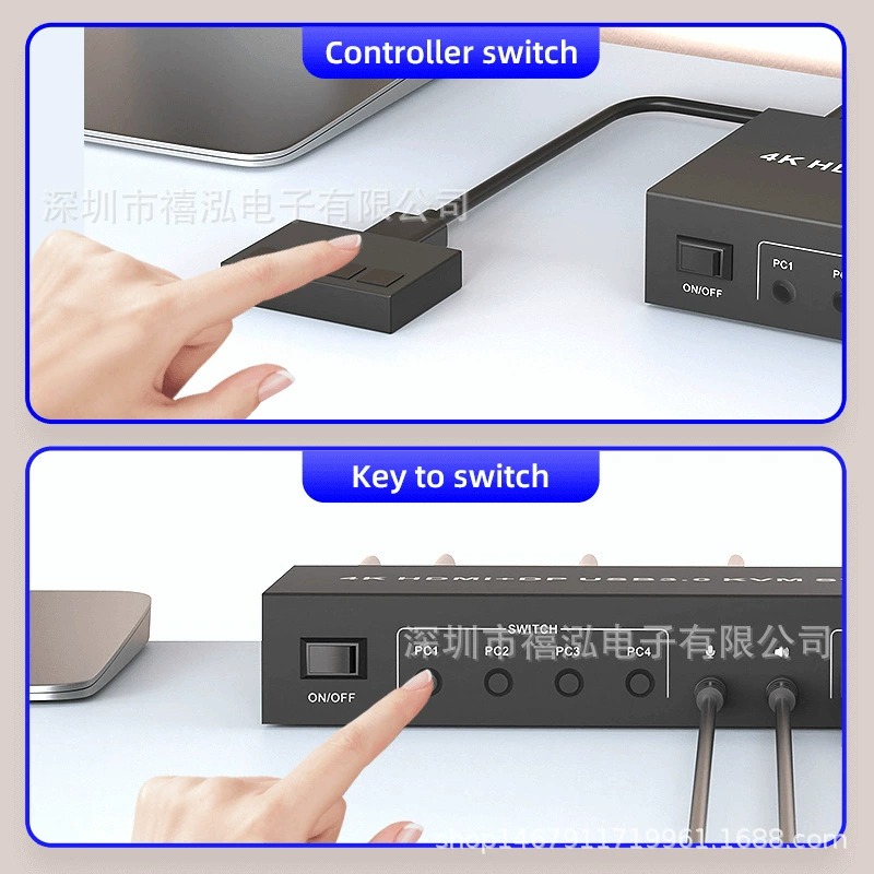 [HDMI двухэкранный KVM-переключатель 4 входа → 2 выхода, совместное управление клавиатурой/мышью, USB3.0, расширение дисплея]