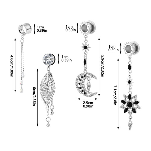 New stainless steel trendy hollow diamond pendant ear expansion auricle large ear hole jewelry stainless steel trumpet auricle