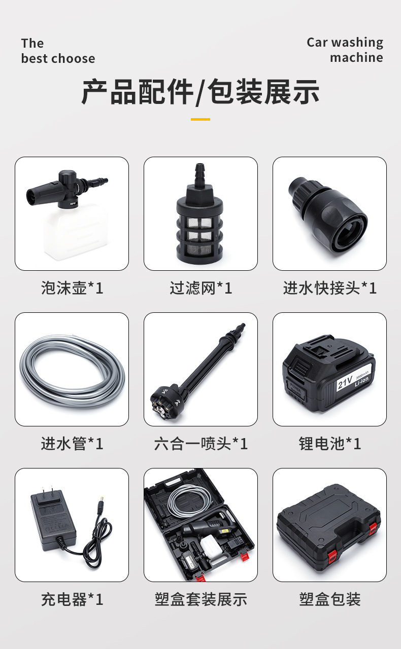 Source Factory Direct High-Pressure Water Gun for Household Car Washing, Commercial Brushless Lithium Battery Car Washing Gun for Home Use