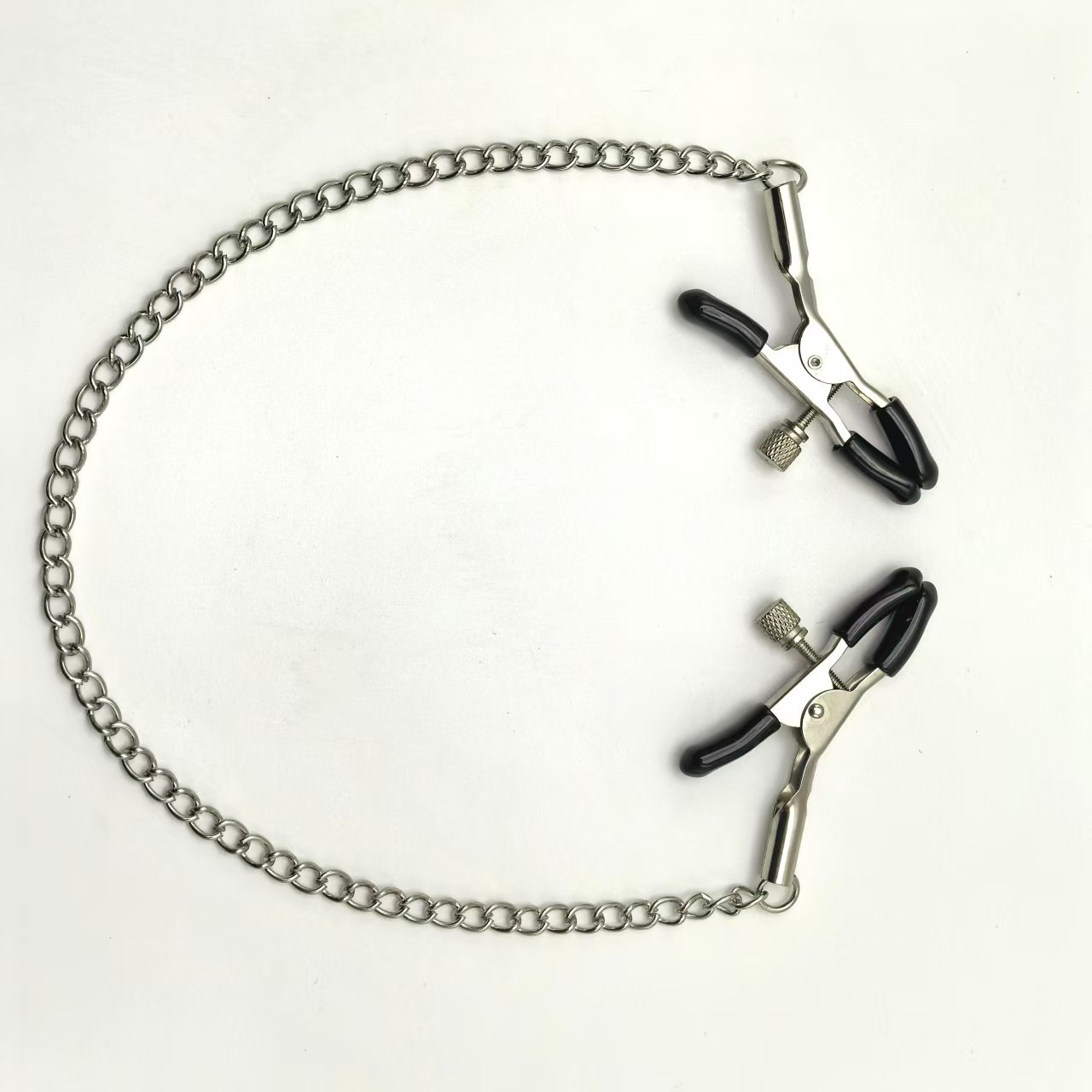 Metal Nipple Clamps with Chain, Black Unisex Adult Sensory Accessory — detail image 5