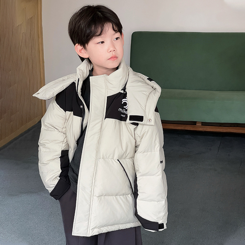 Ropa infantil chaqueta de plumón para niños invierno grueso chaqueta coreana nueva chaqueta encapuchada 90 chaqueta blanca para niños