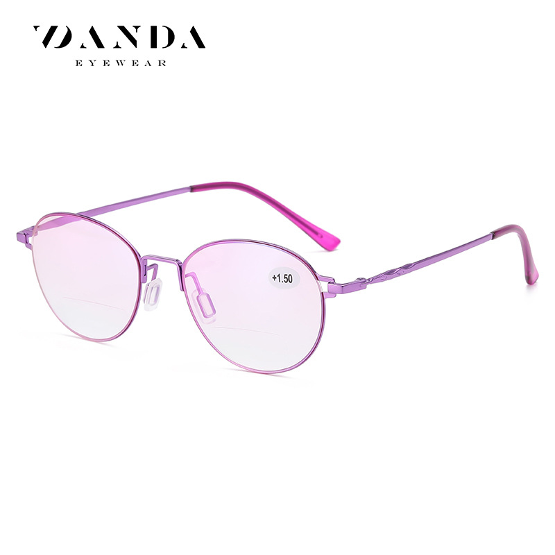 Tiktok mismas gafas de lectura de luz anti-azul gafas de luz doble púrpura elegantes de las mujeres 8104 mirando lejos y cerca gafas para ancianos