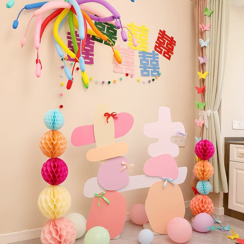 HHXM391 свадебный декор допамин красочный большой плакат с счастливыми словами радужный кремовый декор для свадебного зала утро