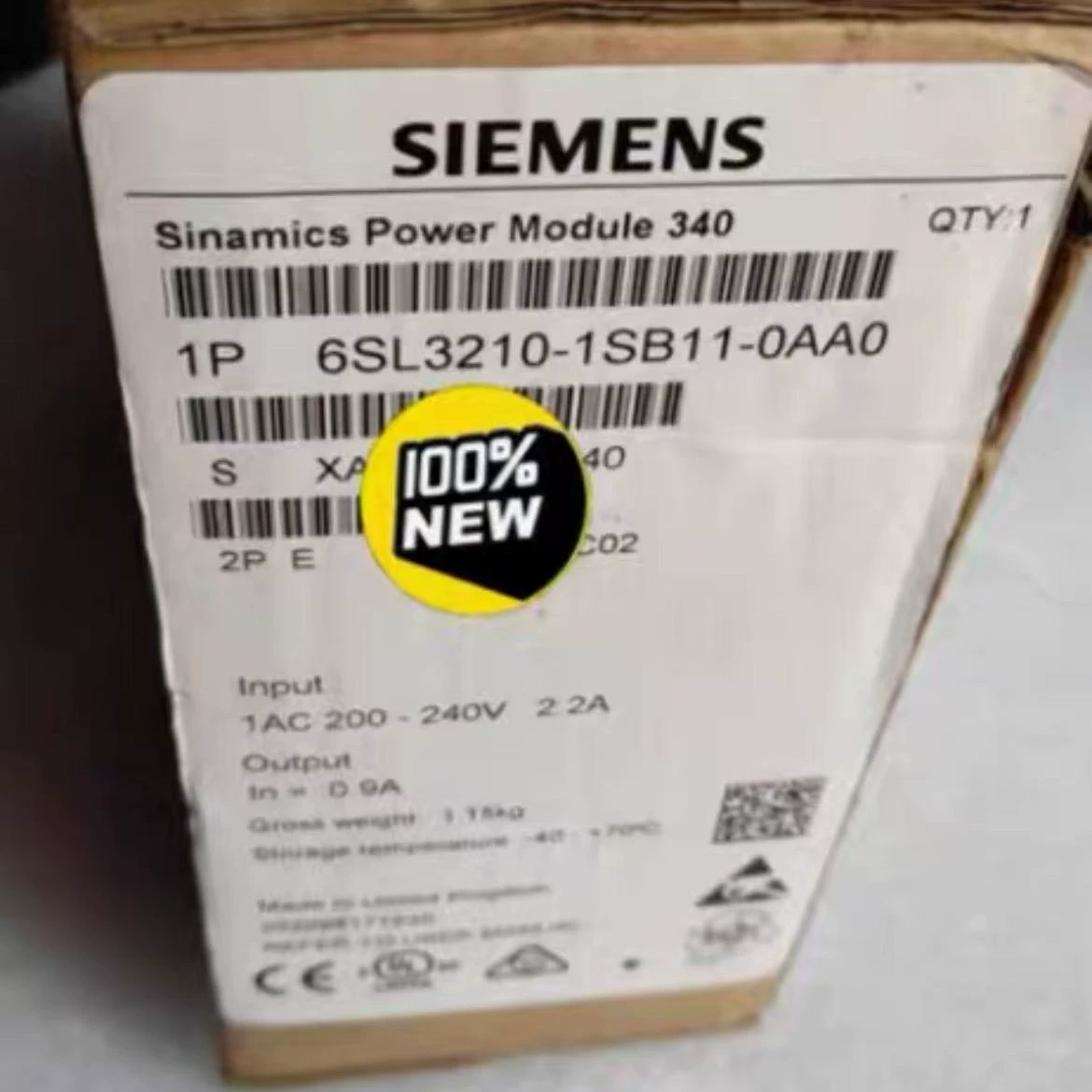 6SL3210-1SB11-0AA0 Инвертор Siemens S120, модуль питания 0,12 кВт, вход PM340