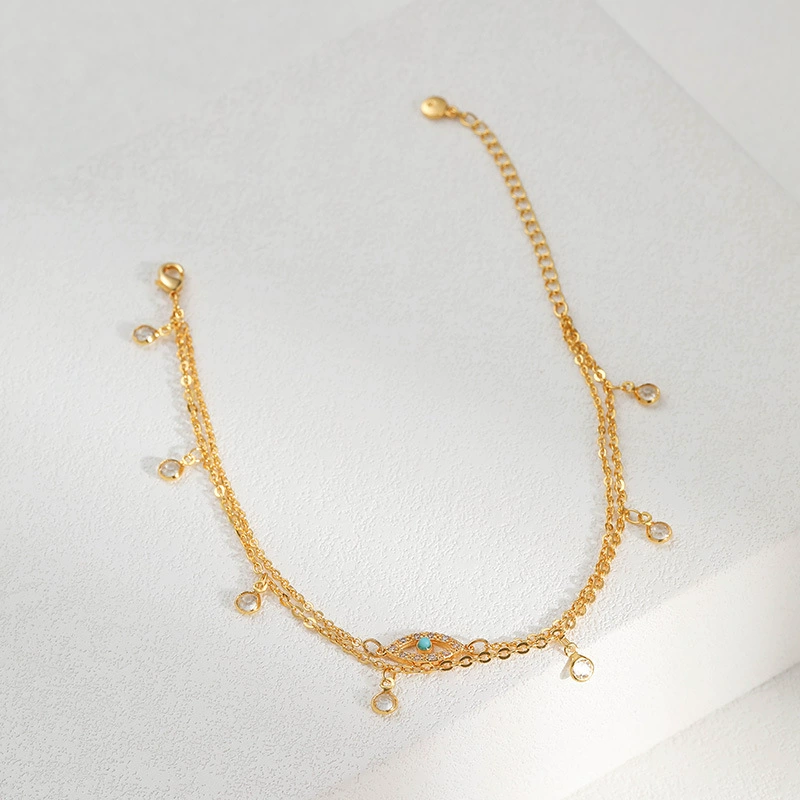 Small design accessory, zirconium, chain, ankle bracelet, Amazon, 18 carat white gold, wholesale