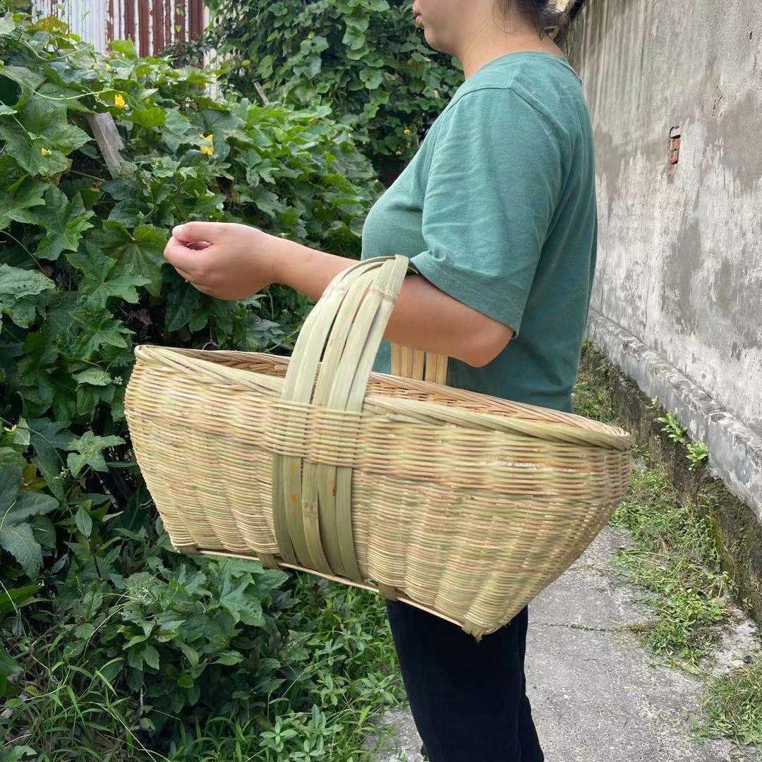 Cesta de bambú Cesta de frutas hecha a mano Cesta de productos de bambú Cesta de almacenamiento Cesta de huevos Cesta de bambú Cesta de mano Cesta de verduras de bambú