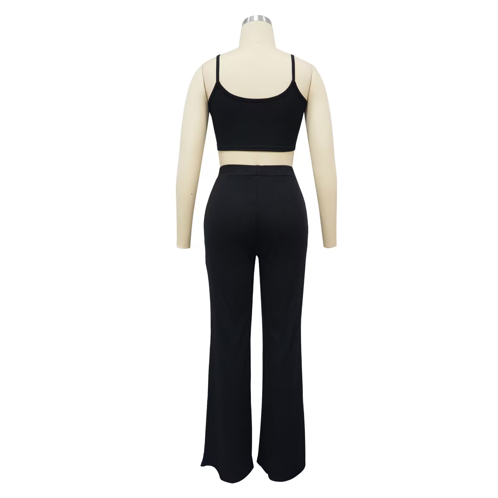 Vacances Selfies Femmes Style Simple Vêtement De Rue Couleur Unie Spandex Polyester Tricot Ensemble Coordonné De Pantalon Ensembles De Pantalons display picture 4