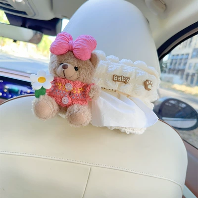 Car tissue box/set Cute Paper Set Tissue Box - pink-clothes-flower-bear-puff-paper-box