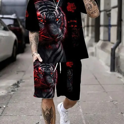2025 nuevo producto Amazon nuevo estilo europeo y americano casual transfronterizo manga corta cuello redondo camiseta pantalones cortos traje ME5 MA04