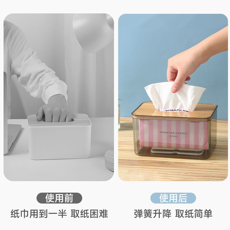 Caja de pañuelos para el hogar, soporte de resorte, soporte de resorte de elevación automática creativa, caja de dibujo de red neta, un artefacto de dibujo de papel