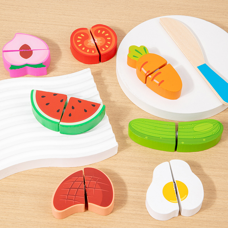 Juguete de madera para cortar frutas y verduras, juego de simulación de cocina, rompecabezas educativo
