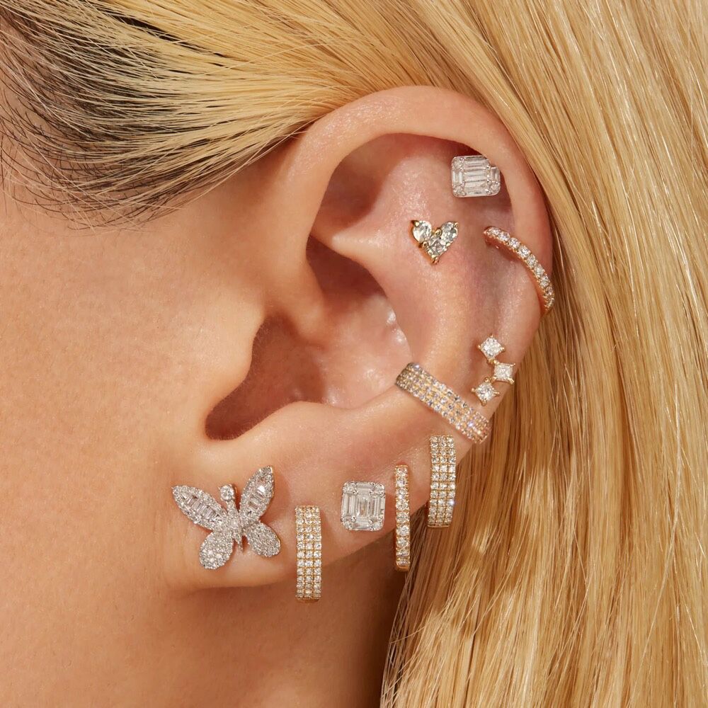 6g Weight Zircon Inlay Material Ear Studs Classification Ear Cartilage Rings & Studs Piercing Type 1 Piece Quantity Daily Occasion Copper Material Heart Shape, Butterfly Pattern Women's Gender Inlay Design Simple Style, Classic Style Style 1 Piece Simple Style Classic Style Heart Shape Butterfly Inlay Copper Zircon Ear Studs 1