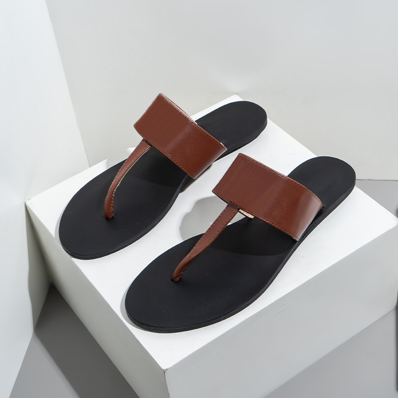 Women's Herringbone Flat Sandals Designer Style Summer Slides_voghion.com