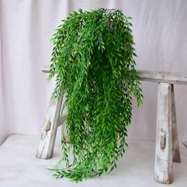 跨境仿真柳条柳叶 植物藤条塑料花壁挂吊顶装饰绿植 柳树柳叶垂柳