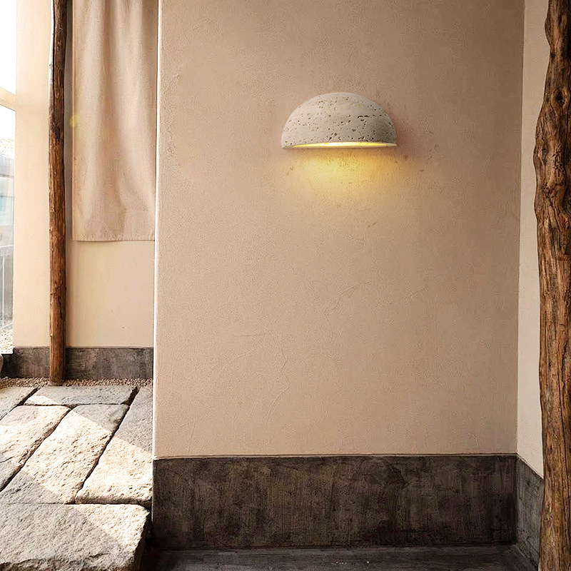 lámpara de pared sala de estar café dormitorio retro cerrado a través del pasillo amarillo piedra caverna alojamiento residencial cafeteria atmósfera de café estilo medieval