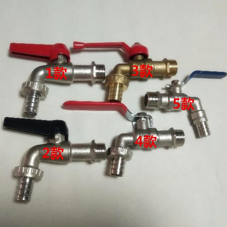 Large 4-point All-copper Ball Core Faucet DN15 Ball Valve Faucet 1/2 Copper Nickel-plated Hot and Cold Boiling Water Faucet