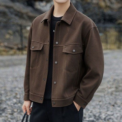 男性の襟付きジャケットの春と秋の2025の新型の短いタイプのゆるいごろつきのかっこいいカジュアルなスーツの上着
