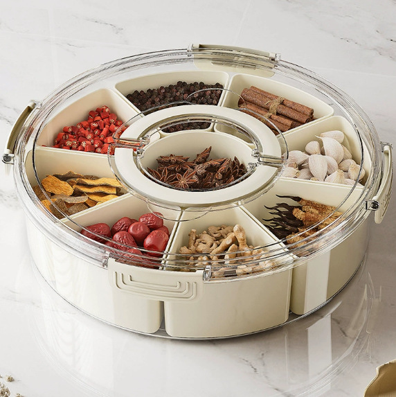Caja de frutas portátil al aire libre, almacenamiento de especias de cocina, latas de sellado de condimentos, bocadillos de salón, bandeja de frutas secas