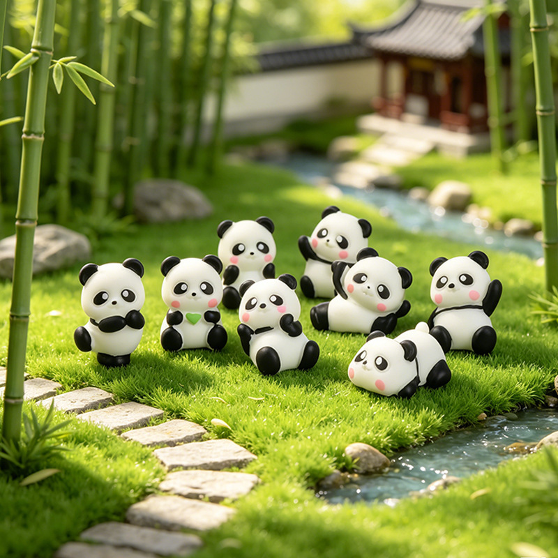 Miniature cartoon cute panda figurine for micro-landscape, DIY garden decoration, desktop ornament Miniature cartoon cute panda figurine for micro-landscape, DIY garden decoration, desktop ornament