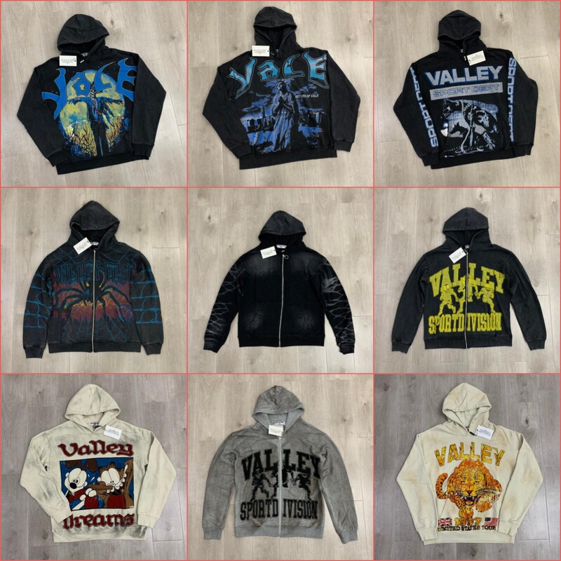 Cross-Border Trendy Brand Vale Embroidered Fashion Cardigan Autumn and Winter New Hip-Hop Hooded Unisex Couple Pure Cotton Hoodie Jacket