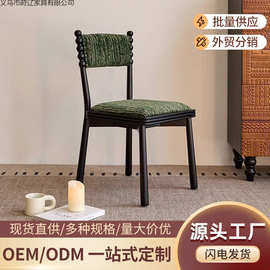 中古风餐椅法式实木椅子厂家现货舒适软垫靠背椅家用复古化妆椅子