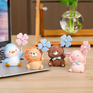 Animal Windmill Home Decoration Office Desktop Decompression Cartoon Doll Resin Crafts Trendy Play Small Decoration Doll
