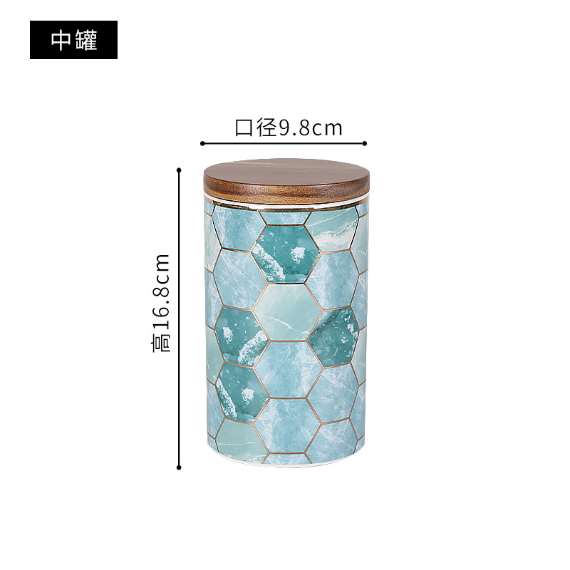Luz de lujo creativo hogar sellado tarro cocina granos de almacenamiento tarro de almacenamiento de cerámica tarro de té tarro decorativo