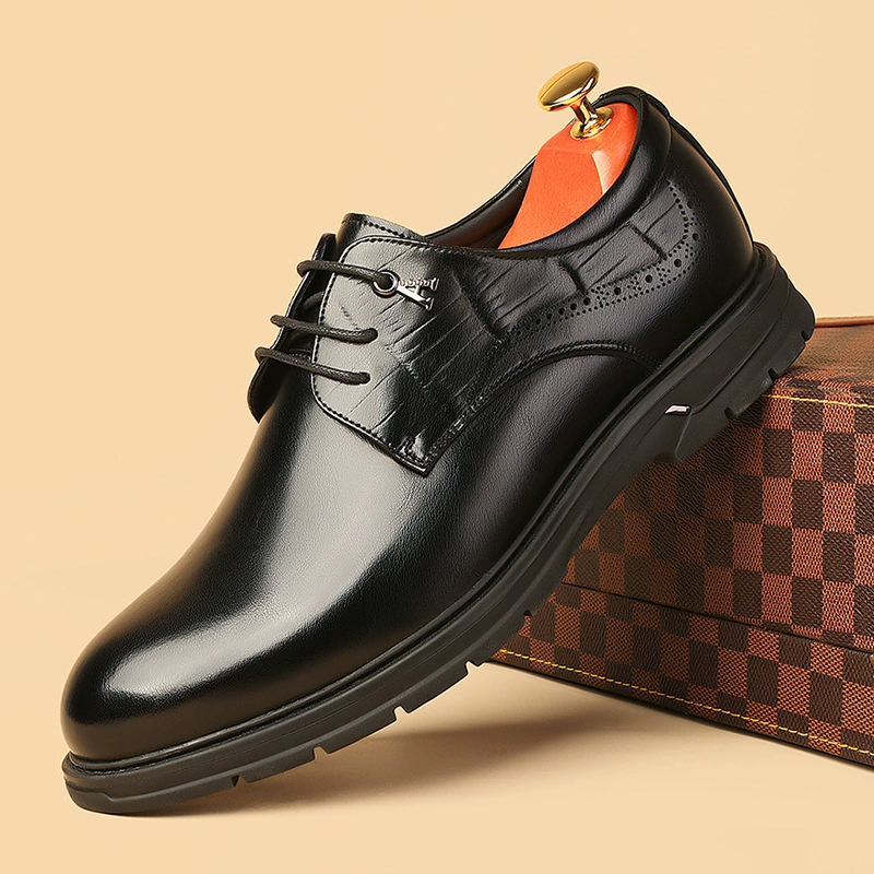 Брок мужские туфли из натуральной кожи дышащий английский стиль повседневный бизнес черный кожаные туфли мужские шнуровки жениха свадебные туфли