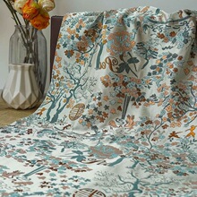 发财树 复古宫廷风旗袍金丝浮雕礼服时装面料时尚抱枕箱包提花布