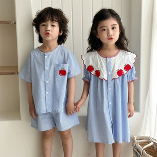 Children's Summer suit Boys Cotton 2025 New Summer Clothes Baby Casual Girls' dress Brothers and Sisters Clothes