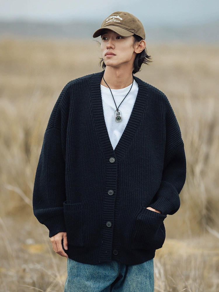 Мужской демисезонный кардиган, японский вязаный свитер, oversize, для любимого
