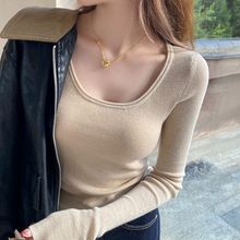 六个羊毛长袖打底衫针织衫女秋冬装内搭圆领毛衣修身高级感上衣女