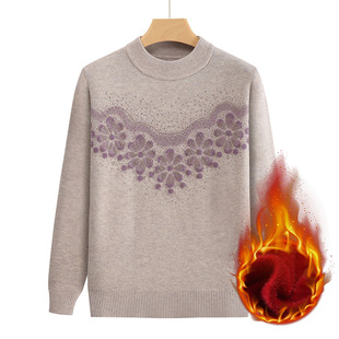 New Middle-aged and Elderly Female fleece-lined Grandma Clothes Winter Warm Top Thickened Old Lady Mother Base Shirt Autumn and Winter