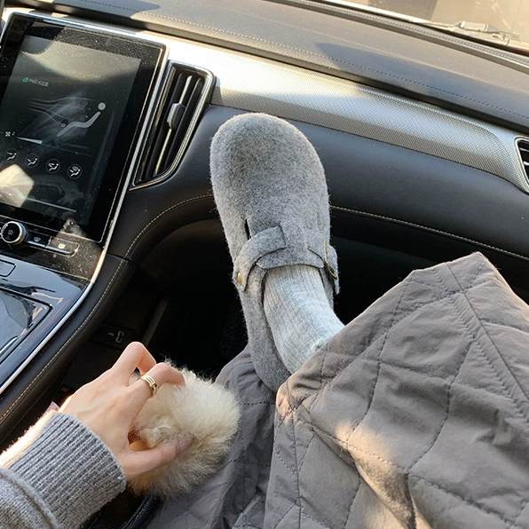 Шерстяная версия ~ Кожаные туфли с толстой подошвы Birkenn меховые туфли женские бархатные снежные туфли Lefu теплые хлопчатобумажные туфли