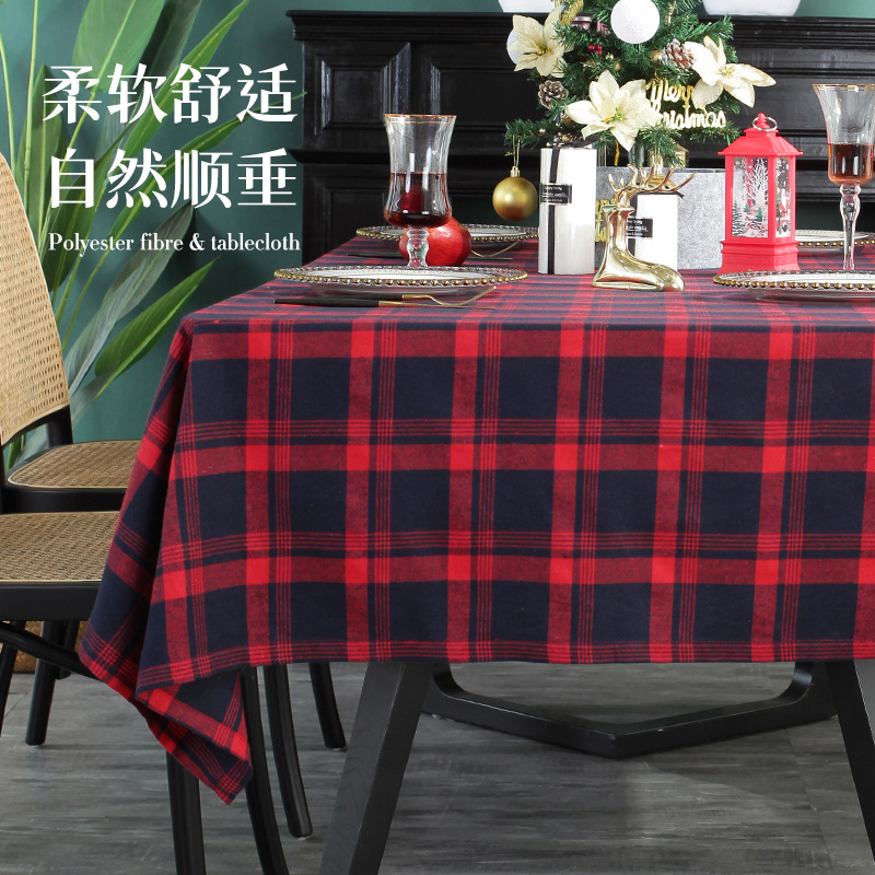 Christmas Style Yarn-Dyed Plaid Tablecloth Retro British Style Rectangular Tablecloth Coffee Table Towel Restaurant Atmosphere Tablecloth