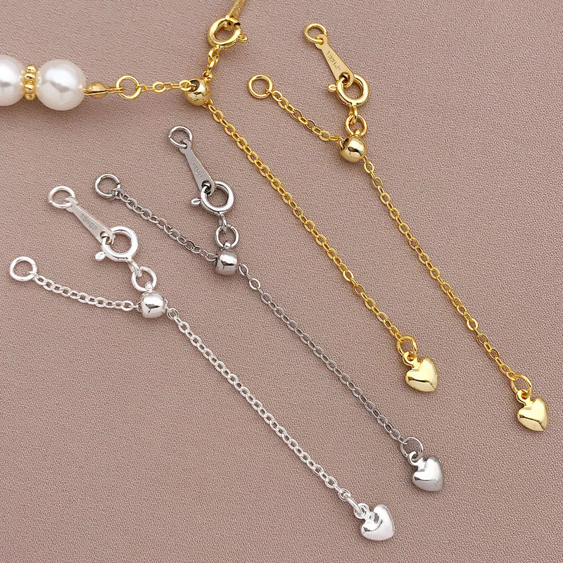 18K Copper Clad Gold Telescopic Adjustable Pearl Extension Chain Heart Pendant Pendant DIY Bracelet Necklace Jewelry Accessories 18K Copper Clad Gold Telescopic Adjustable Pearl Extension Chain Heart Pendant Pendant DIY Bracelet Necklace Jewelry Accessories