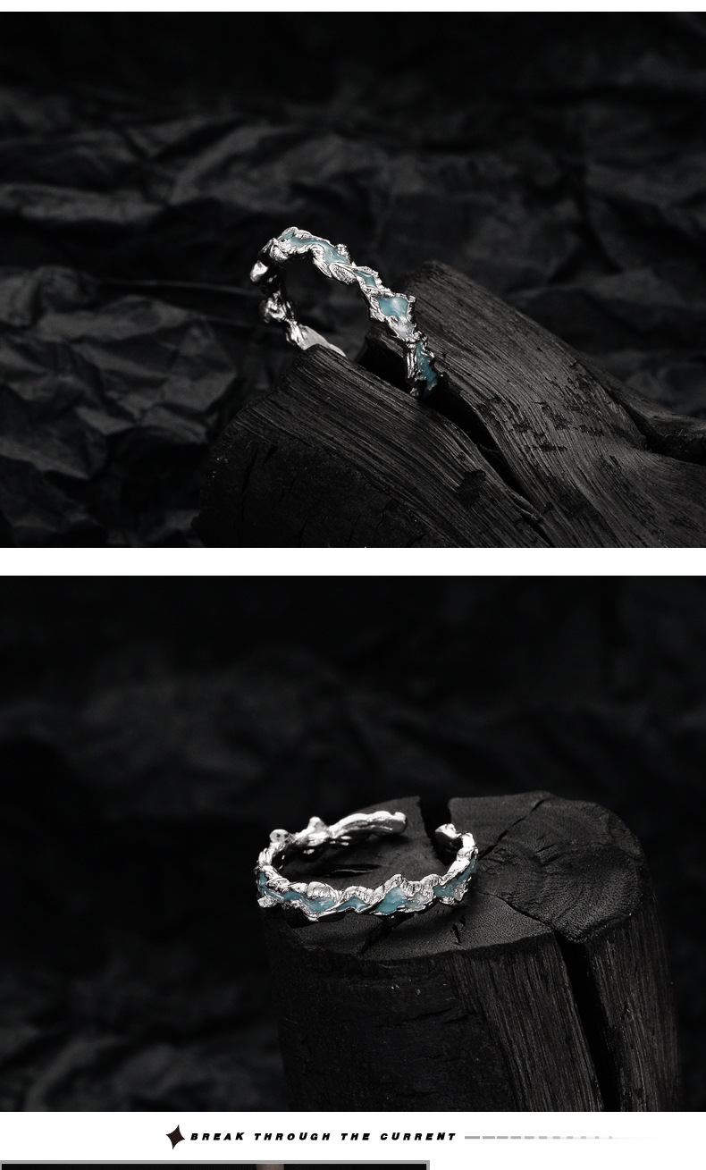 Fashion Irregular Silver Epoxy Open Ring 1 Piece