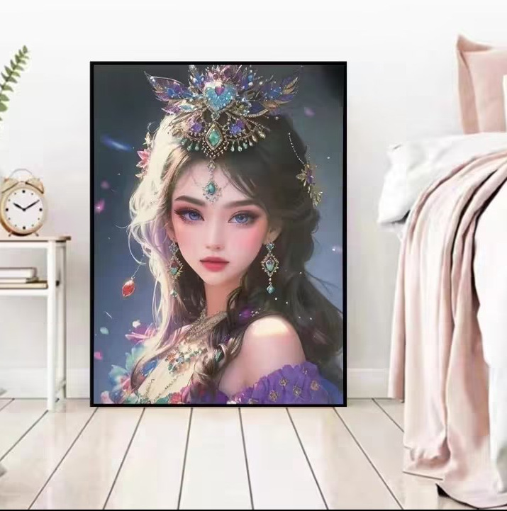 Mona Lisa Royal Cross Stitch Purple Eyes 2025 Nuevo casual Lindo Dibujo Animado Pintura Decorativa Bordado a Mano con Hilo. image 1