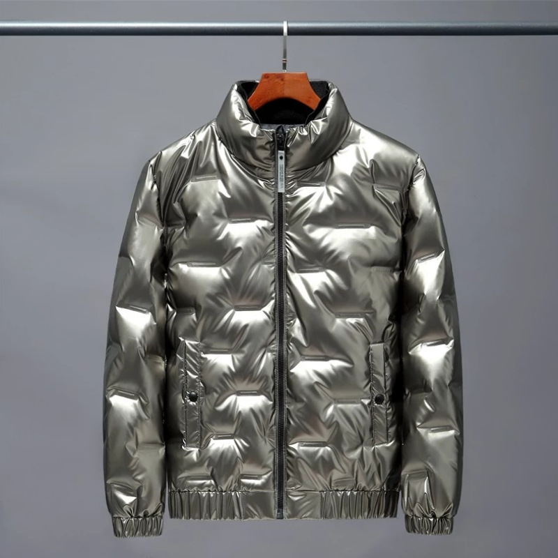 Men's Clothing new Korean style stand up collar wash free thin white duck cotton winter men's jacket men_voghion.com