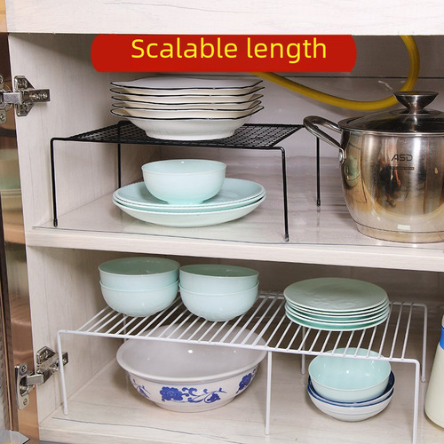 Kitchen seasoning storage rack, iron cabinet space-saving multi-functional telescopic combination pot and bowl utensil storage shelf