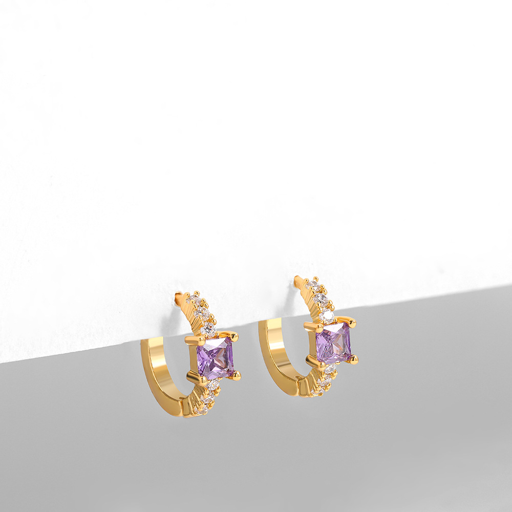 Fashion C Shape Plating Alloy Artificial Gemstones Earrings display picture 1