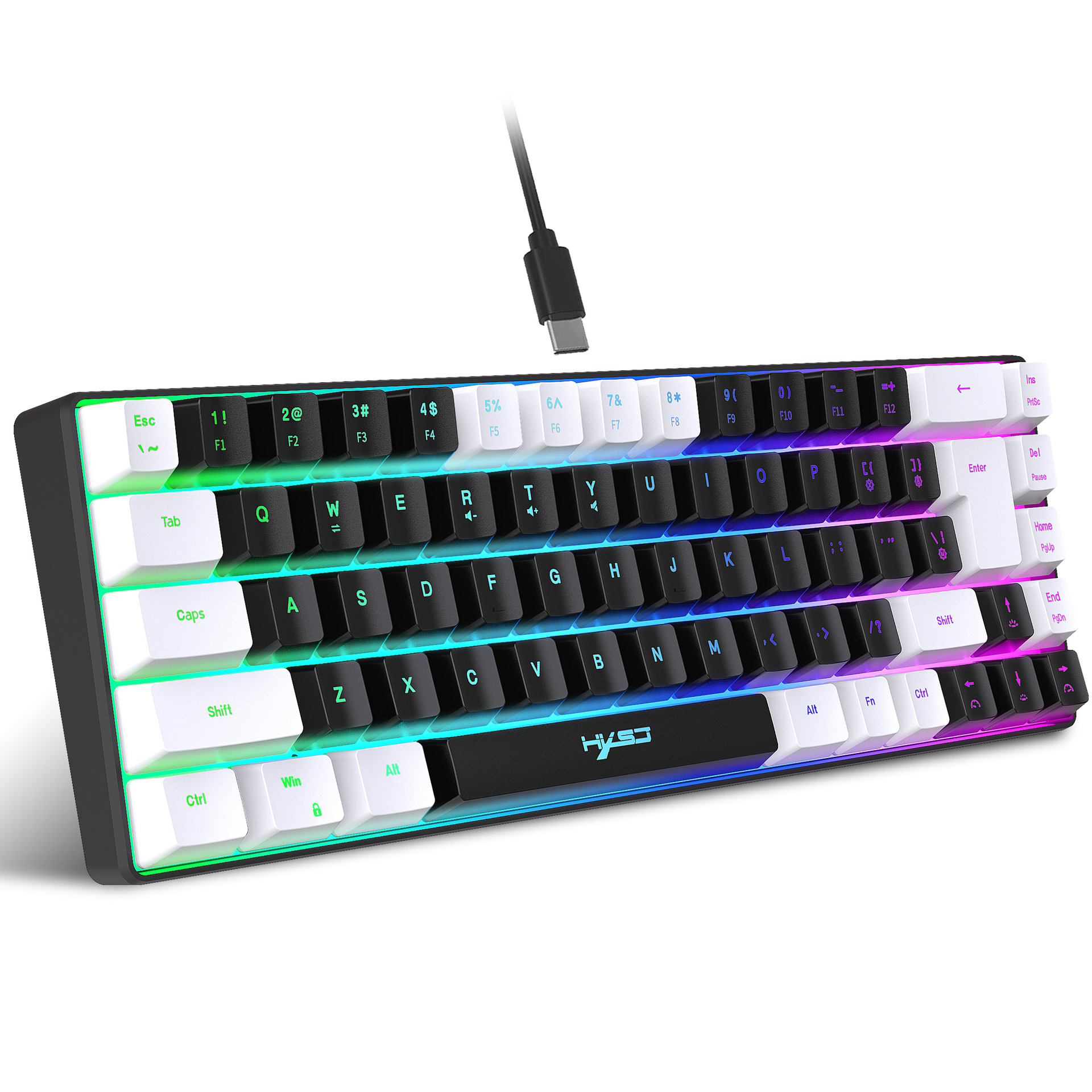 2023 Nieuwe gamingfilm 68 toetsen Kabelscheiding RGB-achtergrondverlichting Multifunctioneel bedraad toetsenbord_voghion.com